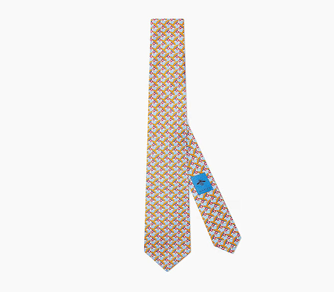 西服領帶基本款推薦 5 Gucci圓形互扣式雙G腰帶印花真絲領帶